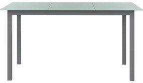 vidaXL világosszürke alumínium és üveg kerti asztal 150 x 90 x 74 cm