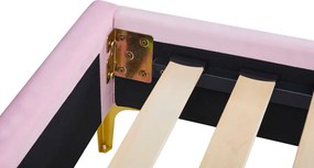 Ágy ágyráccsal, 140x200, rózsaszín Velvet szövet, ISADORA