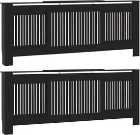 vidaXL Radiátor fedezék 2 pcs Fekete 205 x 20,5 x 81,5cm Faanyag