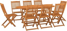 vidaXL 9 részes tömör akácfa kerti étkezőgarnitúra 180 x 90 x 75 cm