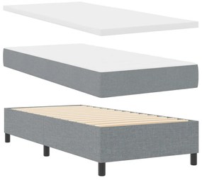 Boxspring ágy matraccal és pad light szürke 90 x 190 cm szövet