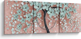 Kép - Pasztell kék virágok (órával) (90x30 cm)