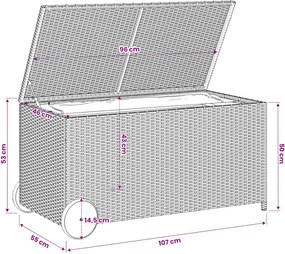 vidaXL barna polyrattan kerti tárolóláda kerekekkel 190 L