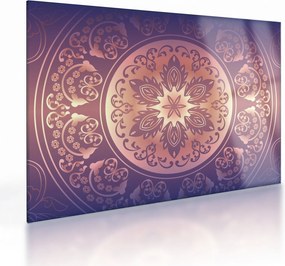 Kép - Mandala lila színátmeneten (üvegen) (70x50 cm)