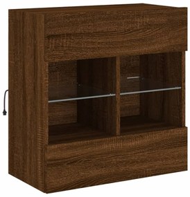barna tölgyszínű fali TV-szekrény LED-del 58,5x30x60,5 cm