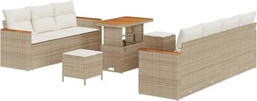 vidaXL Kerti Kanapé Szett párnával 14 pcs Beige és krém polirattan