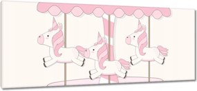 Vászonkép 100x40 Rózsaszín unikornisok a körhintán