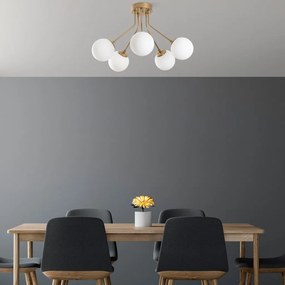 Orion 13961 arany fém és üveg 5 izzós függőlámpa, Ø62 cm