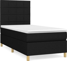 vidaXL fekete szövet rugós ágy matraccal 80 x 200 cm