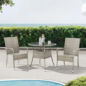 Juskys Rattan kerekasztal Yoro Ø80 cm - szürke