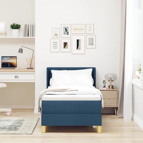 Boxspring Ágy Matraccal - Kék, 80 x 200 cm Textil