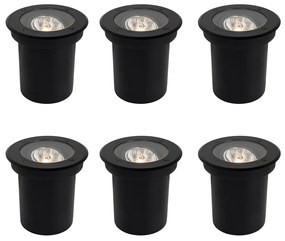 6 db modern kültéri talajszpot lámpa fekete AR70 állítható IP65 - Delux