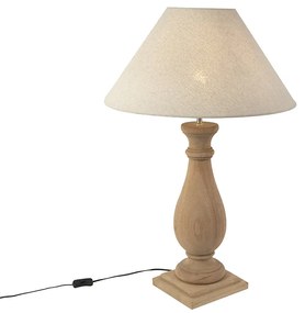 Vidéki asztali lámpa vászon árnyalatú bézs 55 cm - bojtorján