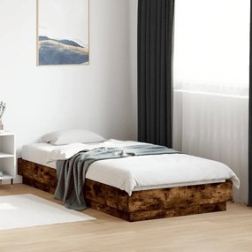 füstös tölgy színű ágykeret LED-világítással 90x200 cm