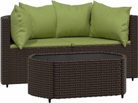 vidaXL 3 részes barna polyrattan kerti ülőgarnitúra párnával