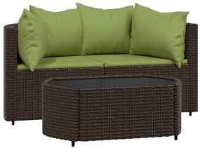 vidaXL 3 részes barna polyrattan kerti ülőgarnitúra párnával