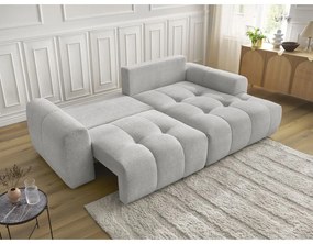 Világosszürke zsenília kinyitható-tárolóhelyes sarokkanapé (jobb oldali-heverő résszel) Roxelane – Bobochic Paris