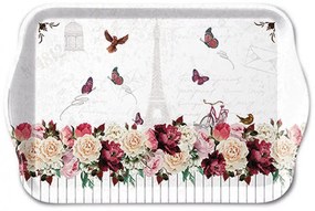 Rózsa virágos műanyag kistálca Romantic Paris