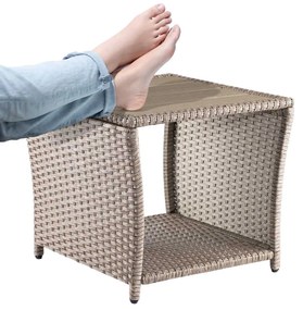 Casaria® Vedis rattan asztal 45x45x40 cm - krém