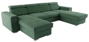 Rozkládací U sedací souprava SALVADA zelená s úložným prostorem