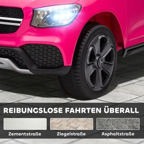 AIYAPLAY Elektromos gyerekautó, 12 V-os távirányítóval, LED lámpákkal, zenével, 3 sebességfokozattal, rózsaszín
