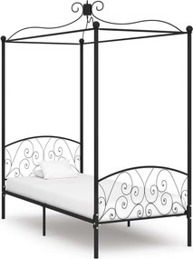 vidaXL fekete fém baldachinos ágykeret 100 x 200 cm