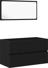 vidaXL Fürdőszoba bútor szett fiókkal 2 pcs Fekete tölgy Faanyag