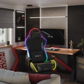Gamer szék, Force lábtartóval fekete RGB