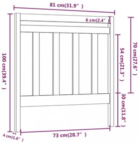 fekete tömör fenyőfa ágy fejtámla 81 x 4 x 100 cm