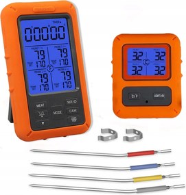 Hőmérő Vezeték nélküli Grill Füstölő Sütő 4 Szonda Hőmérő Erős