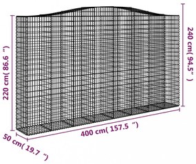 íves horganyzott vas gabion kosár 400x50x220/240 cm