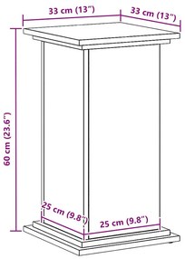 Növényállvány Musta tammi 33 x 33 x 60 cm Faanyag