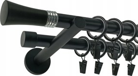 Dupla Függönykarnis Fém 19+19mm Fekete 320cm Riva