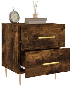 2 db füstös tölgy színű szerelt fa éjjeliszekrény 40x35x47,5 cm