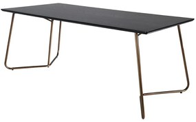 Asztal Dallas 1721Fekete, Réz, 75x90x190cm, Közepes sűrűségű farostlemez, Természetes fa furnér, Fém