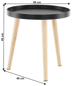 SANSE TYP 2 fekete kisasztal natúr lábakkal