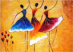 Kép - olajfestmény, balerinák (üvegen) (70x50 cm)