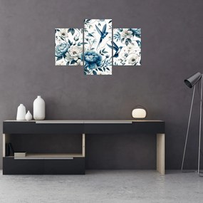 Kép - Kolibrikok virágokkal (90x60 cm)