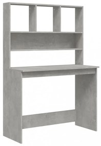 betonszürke szerelt fa íróasztal polcokkal 102 x 45 x 148 cm