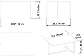 Kávésasztal MERIDETHS 45x92 cm arany/fehér