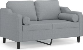 vidaXL 2 személyes világosszürke szövet kanapé díszpárnákkal 120 cm