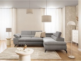 Világosszürke zsenília sarokkanapé (jobb oldali-L alakú) Marbeya – Ropez