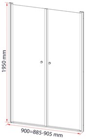 Saloon 90x195 cm kétszárnyú zuhanyajtó