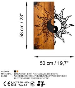 Fali dekoráció 50x58 cm jin jang fa/fém