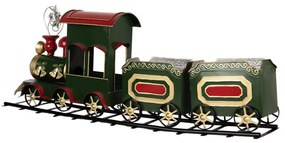Nagy Zöld karácsonyi fém vonat 77x15x31 cm