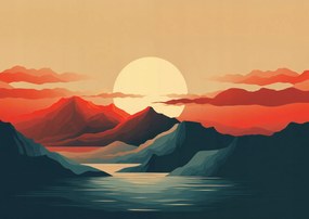 Poszter 84,1x59,4cm Naplemente a hegyek felett