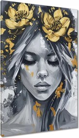 Vászonkép 80x120 Nő Absztrakt Arany Virág