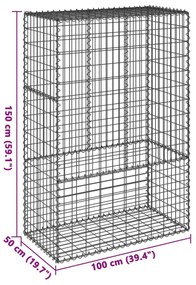 horganyzott vas gabion kosár fedéllel 100 x 50 x 150 cm