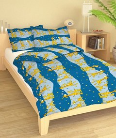 Gyerek pamut lepedők Zsiráf kék TiaHome - Detský set 130x90cm + 65x45cm
