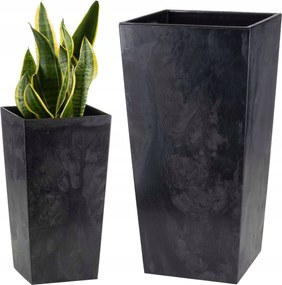 Virágtartó Fekete Beton Virágtartó betéttel magas nagy teraszra műanyag öko